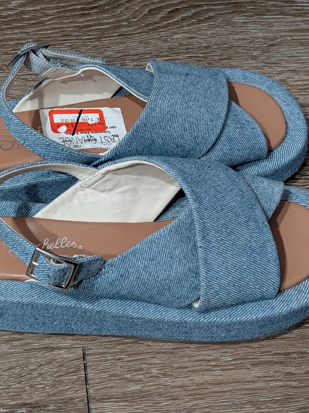 Seychelles Denim Blue Crossband Slingback Sandals